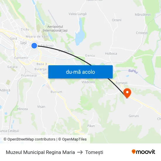 Harta de Muzeul Municipal Regina Maria către Tomeşti