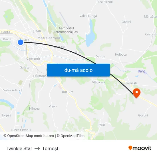 Harta de Twinkle Star către Tomeşti