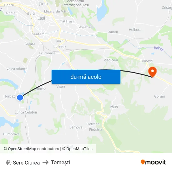 Harta de Ⓜ Sere Ciurea către Tomeşti
