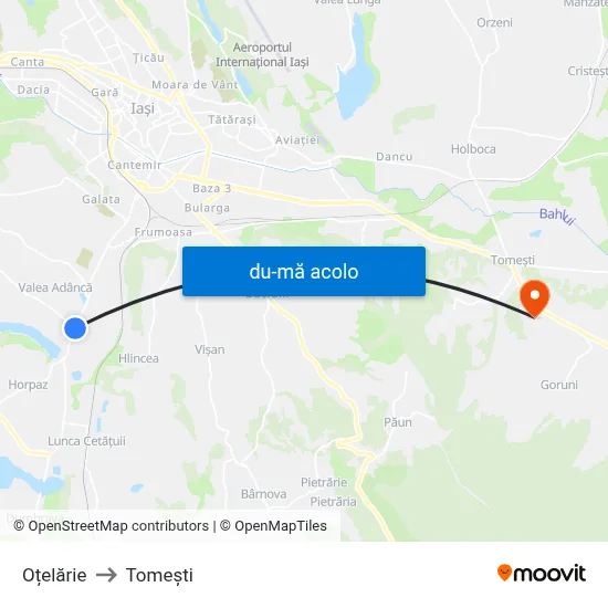 Harta de Oțelărie către Tomeşti