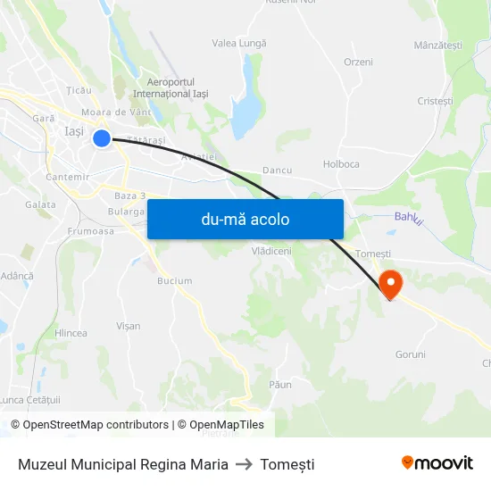 Harta de Muzeul Municipal Regina Maria către Tomeşti