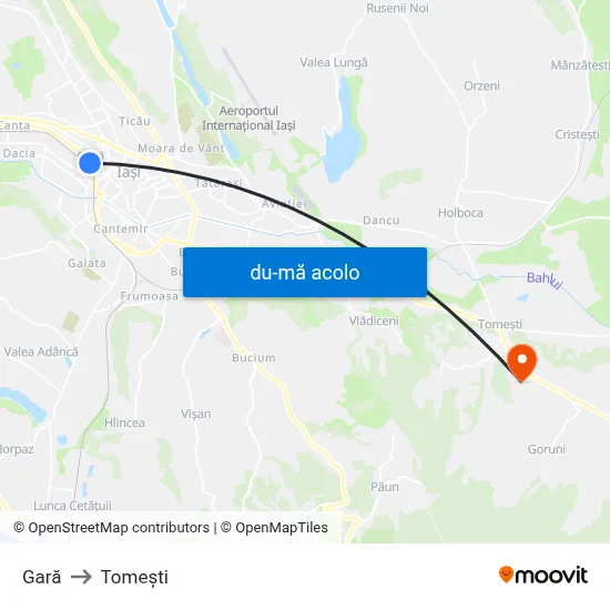 Harta de Gară către Tomeşti