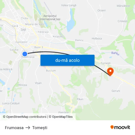 Harta de Frumoasa către Tomeşti