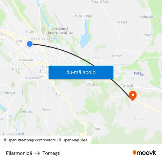 Harta de Filarmonică către Tomeşti