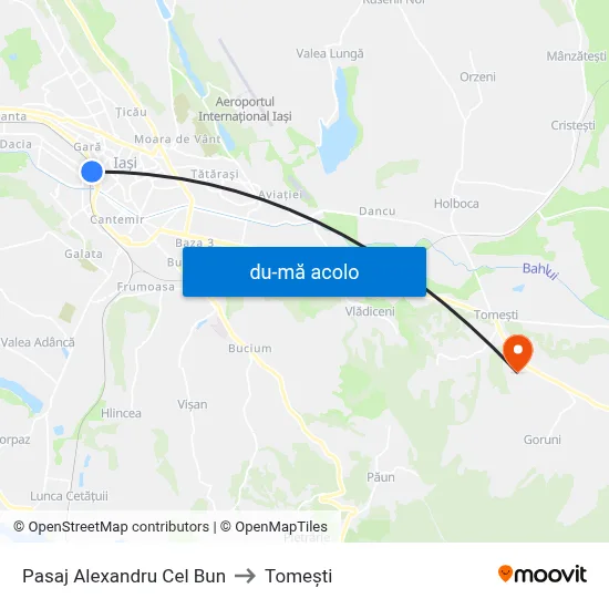 Harta de Pasaj Alexandru Cel Bun către Tomeşti