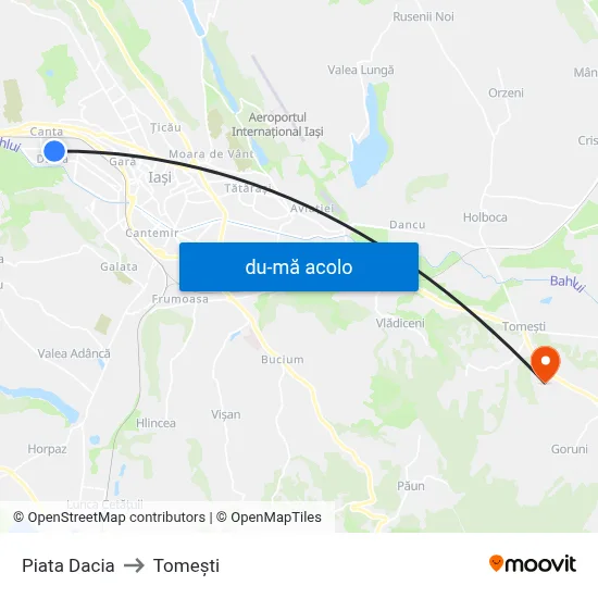 Harta de Piata Dacia către Tomeşti
