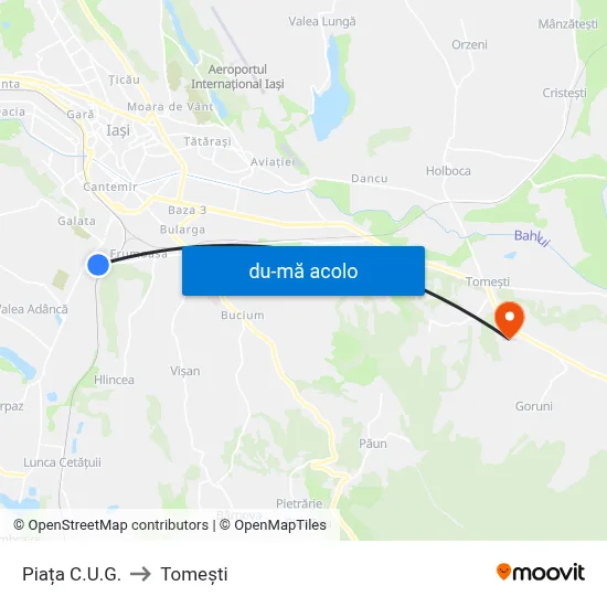 Harta de Piața C.U.G. către Tomeşti