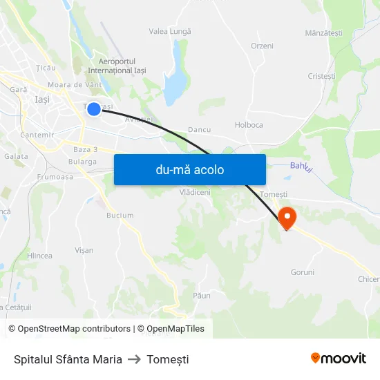 Harta de Spitalul Sfânta Maria către Tomeşti