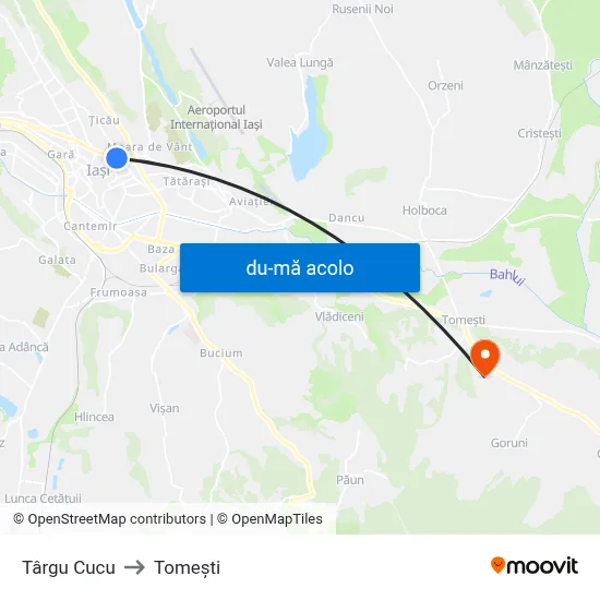 Harta de Târgu Cucu către Tomeşti