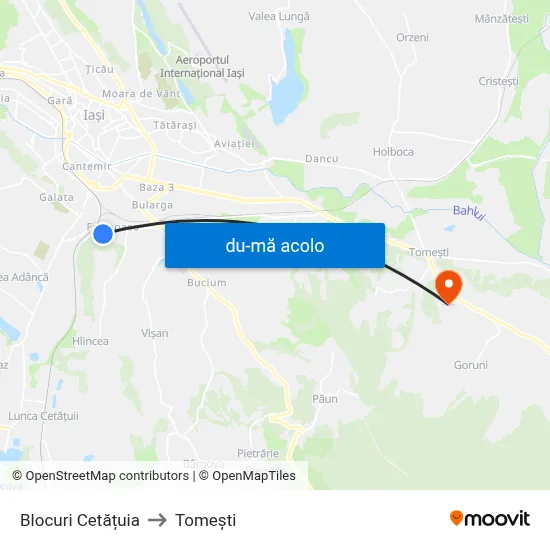 Harta de Blocuri Cetățuia către Tomeşti