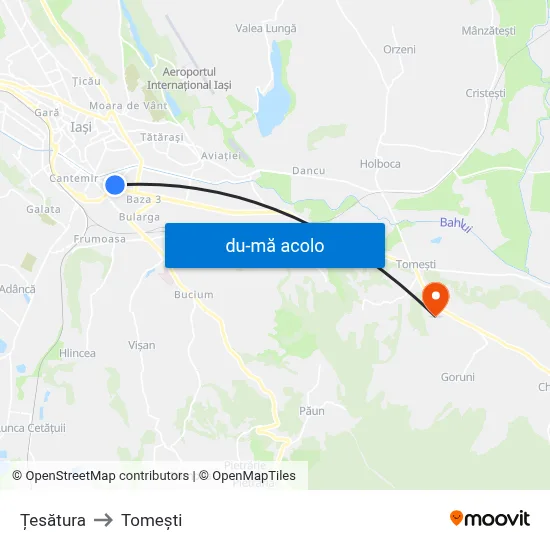 Harta de Țesătura către Tomeşti