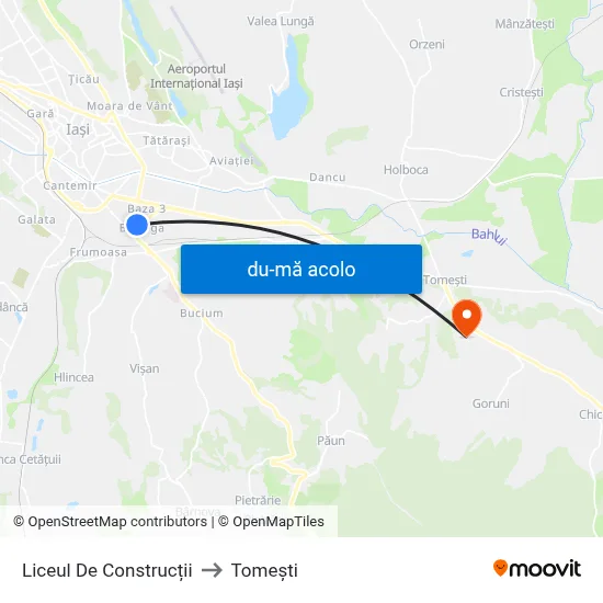 Harta de Liceul De Construcții către Tomeşti