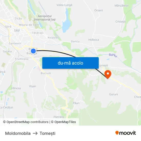Harta de Moldomobila către Tomeşti