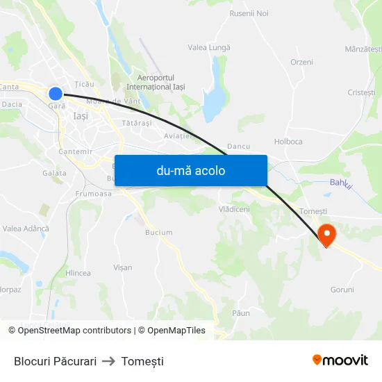 Harta de Blocuri Păcurari către Tomeşti