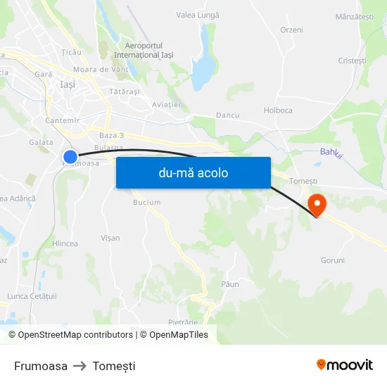 Harta de Frumoasa către Tomeşti