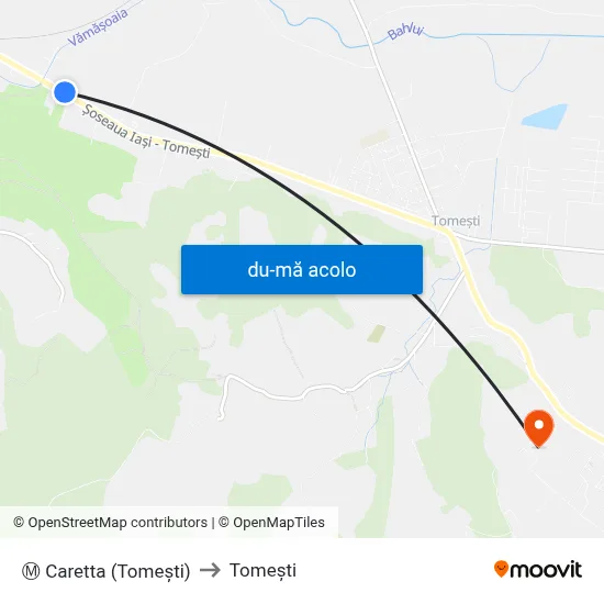 Harta de Ⓜ Caretta (Tomeşti) către Tomeşti