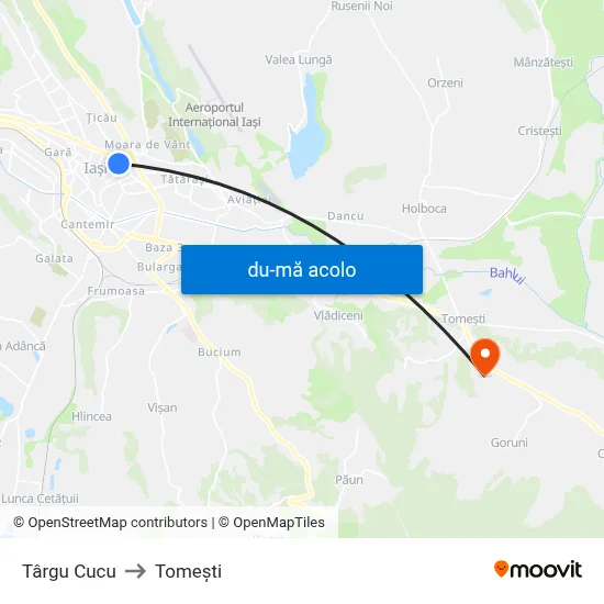 Harta de Târgu Cucu către Tomeşti