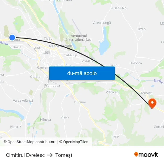 Harta de Cimitirul Evreiesc către Tomeşti