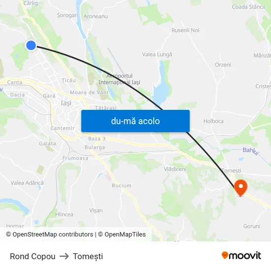 Harta de Rond Copou către Tomeşti