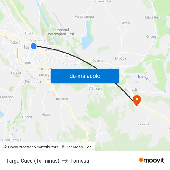 Harta de Târgu Cucu (Terminus) către Tomeşti