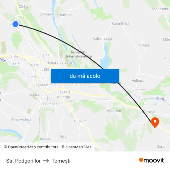 Harta de Str. Podgoriilor către Tomeşti