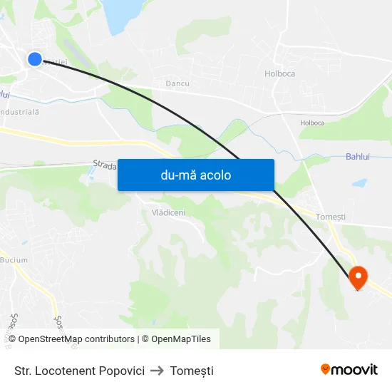 Harta de Str. Locotenent Popovici către Tomeşti