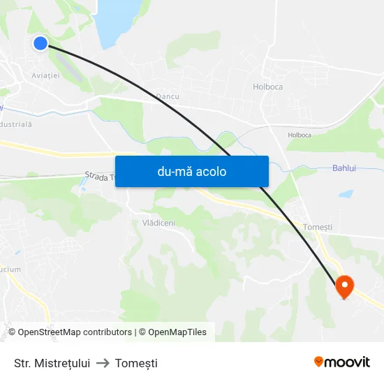 Harta de Str. Mistrețului către Tomeşti