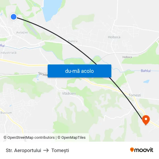 Harta de Str. Aeroportului către Tomeşti