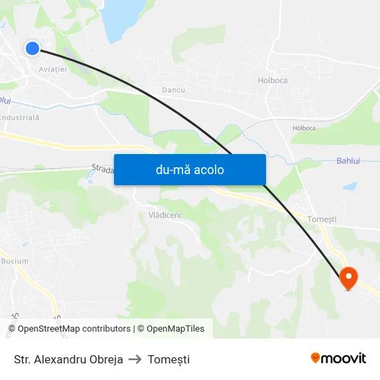Harta de Str. Alexandru Obreja către Tomeşti