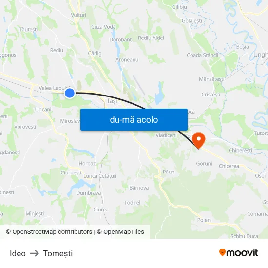 Harta de Ideo către Tomeşti