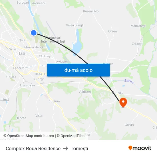 Harta de Complex Roua Residence către Tomeşti