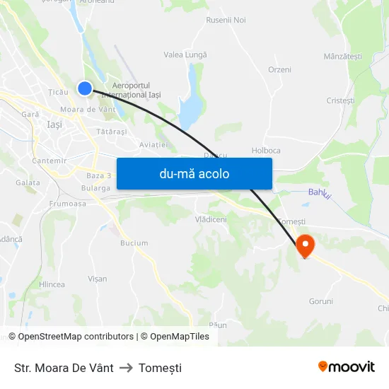 Harta de Str. Moara De Vânt către Tomeşti