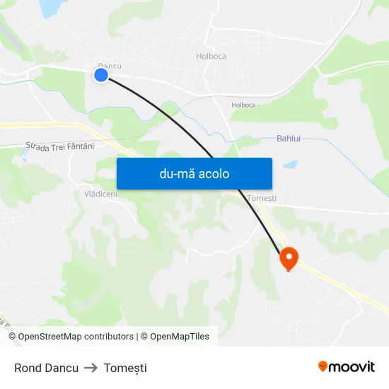 Harta de Rond Dancu către Tomeşti