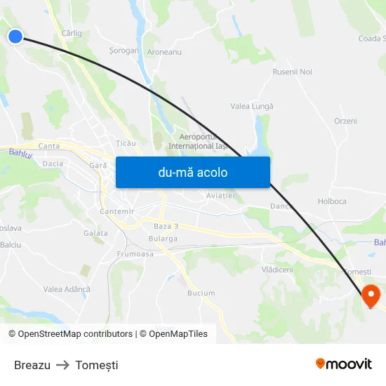 Harta de Breazu către Tomeşti