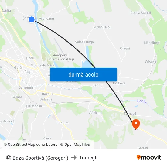 Harta de Ⓜ Baza Sportivă (Șorogari) către Tomeşti