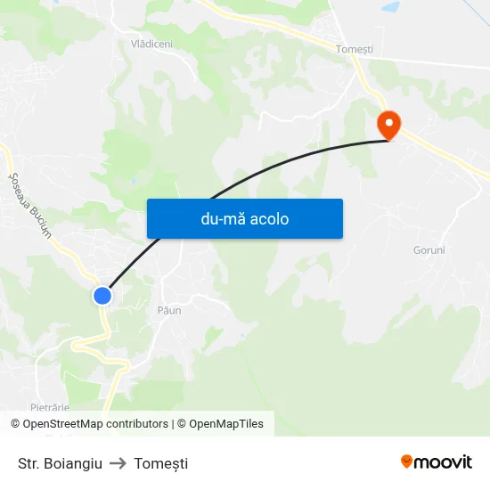 Harta de Str. Boiangiu către Tomeşti