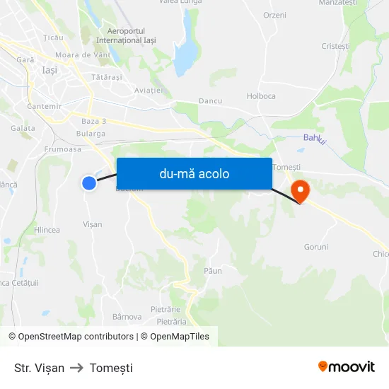 Harta de Str. Vişan către Tomeşti