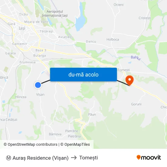 Harta de Ⓜ Auraş Residence (Vişan) către Tomeşti