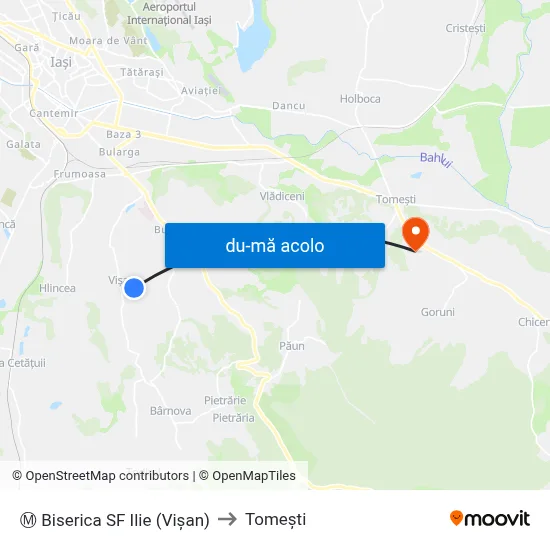 Harta de Ⓜ Biserica SF Ilie (Vişan) către Tomeşti