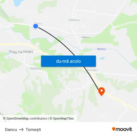 Harta de Dancu către Tomeşti