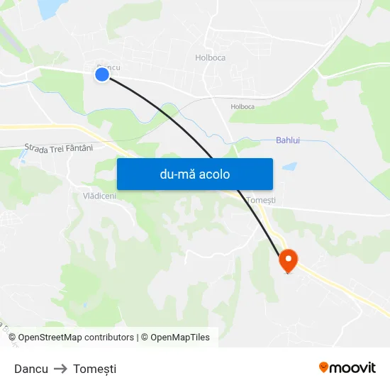 Harta de Dancu către Tomeşti
