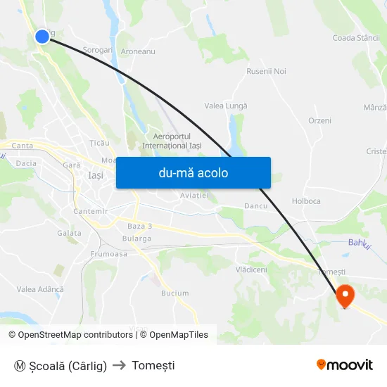Harta de Ⓜ Școală (Cârlig) către Tomeşti