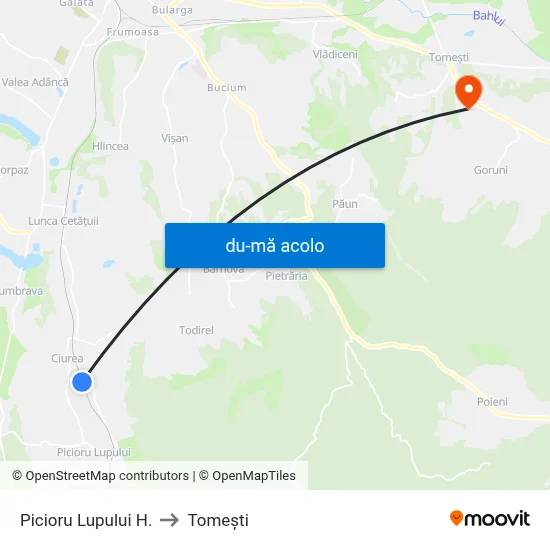 Harta de Picioru Lupului H. către Tomeşti