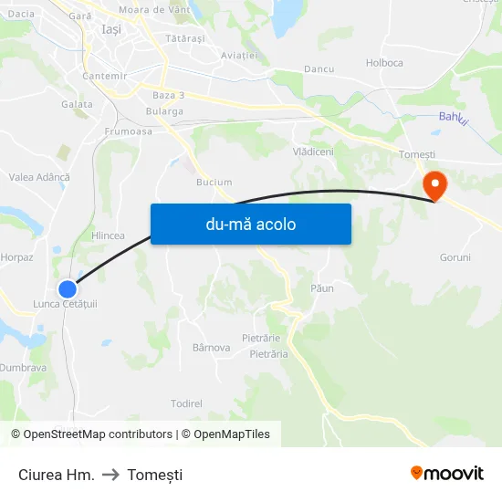 Harta de Ciurea Hm. către Tomeşti