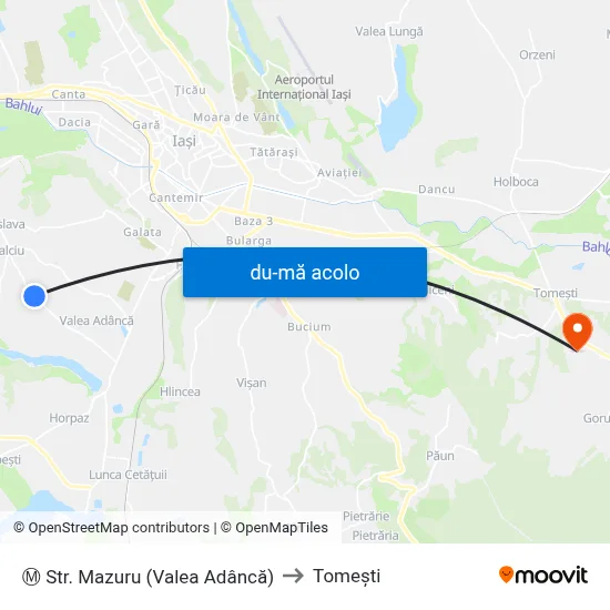 Harta de Ⓜ Str. Mazuru (Valea Adâncă) către Tomeşti