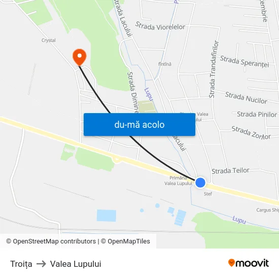 Harta de Troița către Valea Lupului