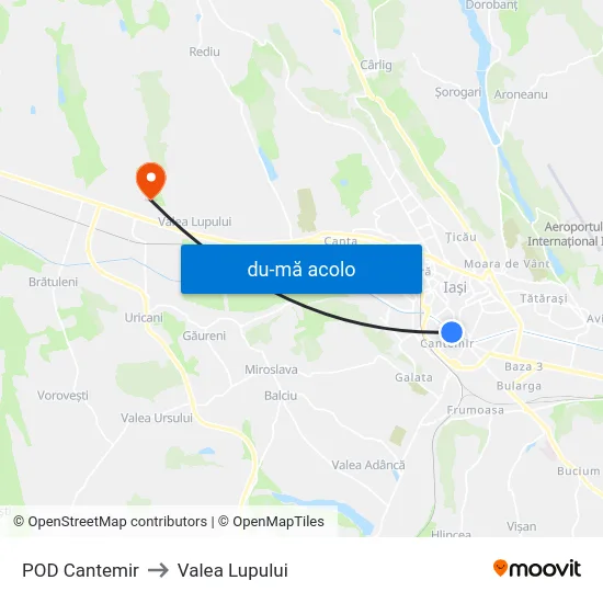 Harta de POD Cantemir către Valea Lupului