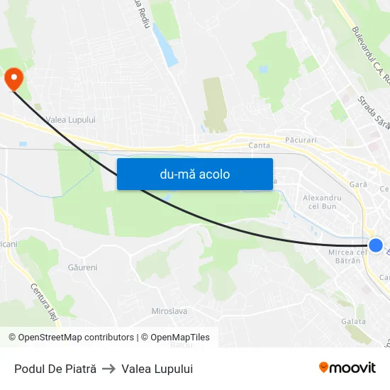 Harta de Podul De Piatră către Valea Lupului