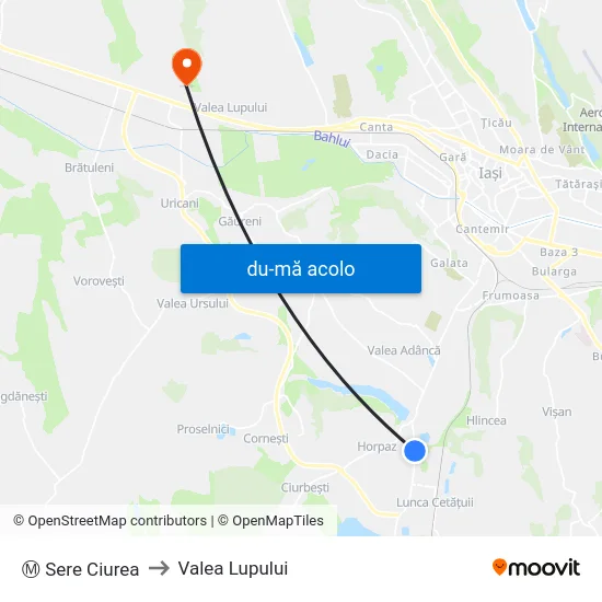 Harta de Ⓜ Sere Ciurea către Valea Lupului