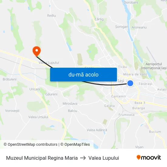 Harta de Muzeul Municipal Regina Maria către Valea Lupului